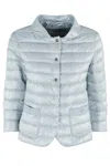 Herno Long Sleeved Quilted Down Jacket In Azzurro Nuvolato