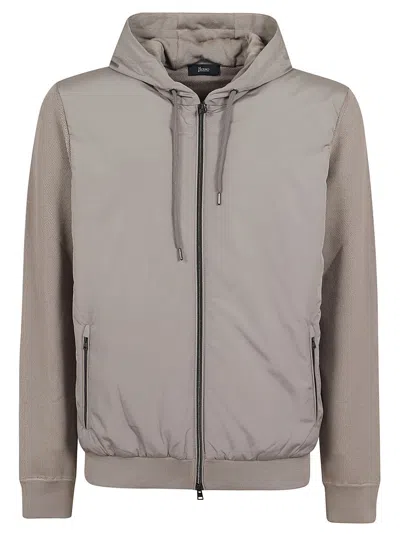 Herno Waffle-stiched Nylon Bomber Jacket In Beige