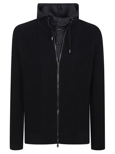 Herno Giacca In Maglia Pettorina Nylon In Blu Navy