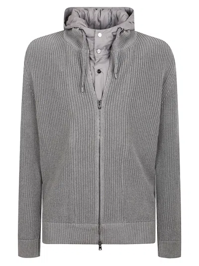 Herno Giacca In Maglia Pettorina Nylon In Grigio Medio