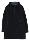 Herno Long Scuba Jacket With Hood And Side Zip Pockets In Black