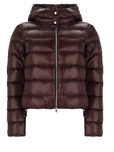 Herno Dark Brown High Neck Hooded Double-slider Zip Polyamide Down Jacket