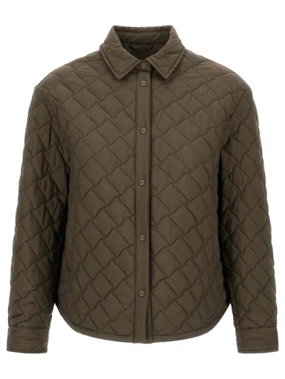 Herno Quilted Ecoage Waterproof Shacket In Green