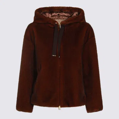 Herno Dark Brown Cotton Casual Jacket In Burgundy