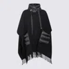Herno Wool Poncho With Down Details In Black