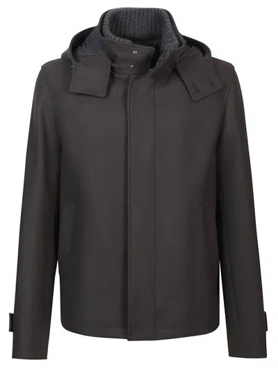 Herno Giaccone In Lana In Navy