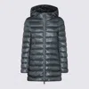 Herno Shiny Nylon Hooded Down Puffer Jacket In Clear Blue