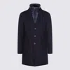Herno Tailored Wool Coats With Notched Lapels In Blue