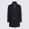 Herno Tailored Wool Coats With Notched Lapels In Blue