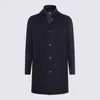 Herno Lapel Side Pockets Long Sleeves Coat In Blue