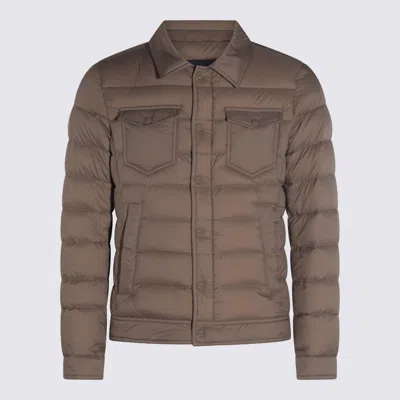 Herno Pockets Chest Padded Side In Brown
