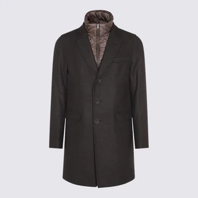 Herno Wool Coats Featuring Back Vent In Brown