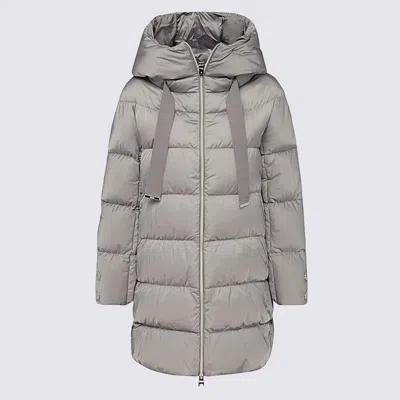 Herno Long Quilted Down Jacket Hood In Gray