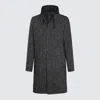 Herno Men's Black Bouclã© Coat With Hood In Grey
