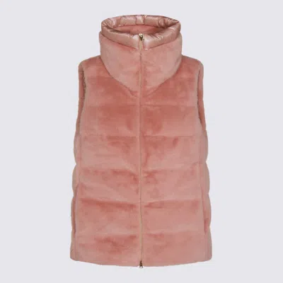 Herno Luxe Sleeveless Down Jacket With Faux Fur In Pink
