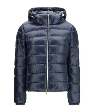 Herno Giada Hooded Quilted Down Jacket In Blue