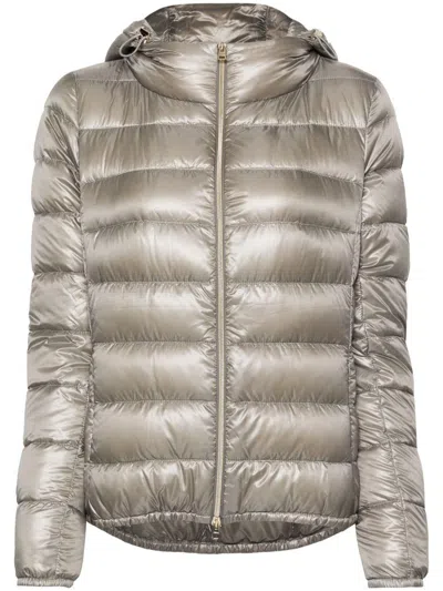 Herno 'giada' Pearl Grey Hooded Down Jacket