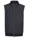 Herno Vest With High Collar And Zip Pockets In Blue