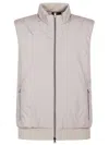 Herno Tailored Grey Cotton Waistcoat With High Collar In Brown