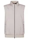 Herno Tailored Grey Cotton Waistcoat With High Collar In Brown