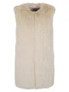 Herno Sleeveless White Waistcoat With Faux Fur Texture In Neutral