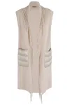 Herno Ultralight Poncho Gilet With Fringe Detailing In Neutral