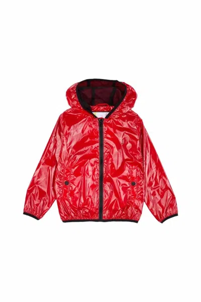 Herno Kids' Girls Hooded Zip-up Rain Jacket In Red