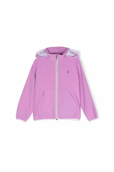 Herno Kids' Girls Hooded Zip-up Raincoat Jacket In Pastel Violet In Multi