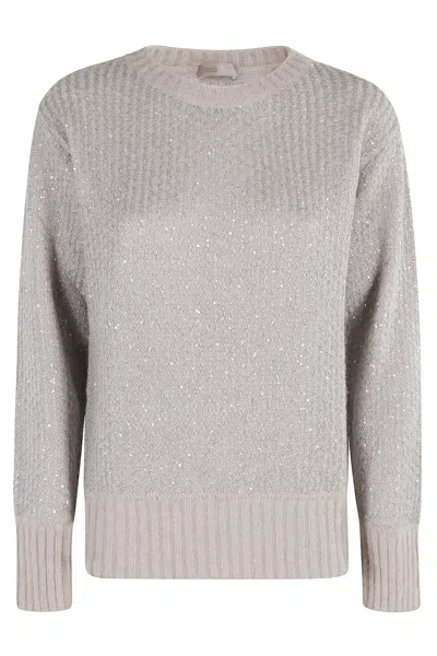 Herno Girocollo Traforato Con Paillettes In Neutral