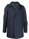 Herno Hooded Overcoat In Blue
