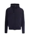 Herno Double-fabric Wool Hooded Jacket In Blue