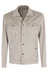 Herno Suede Jacket With Classic Collar In Neutral