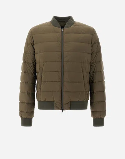 Herno Quilted Bomber Jacket In Green