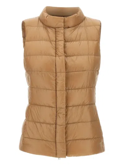 Herno Giulia Zip Padded Gilet In Brown