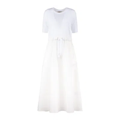 Herno Jersey Dress With Drawstring In White