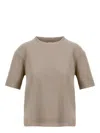 Herno Glam Knit Effect Dove Grey T-shirt With Ribbed Trims In Grey