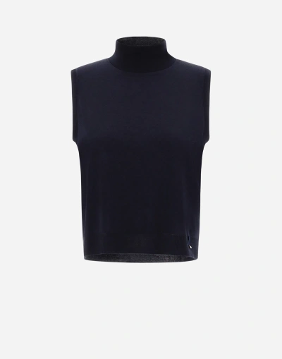 Herno Glam Knit Effect Top In Navy Blue