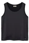 Herno Glam Knit Effect Satin Tank Top In Black