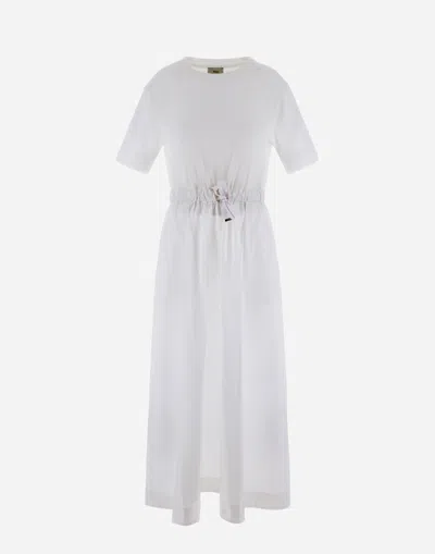 Herno Glam Knit Effect ＆ Techno Taffeta' ドレス In White