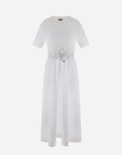 Herno Glam Knit Effect And Techno Taffeta' Dress In White