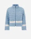 Herno Glam Tweed And Ecoage Bomber Jacket In Light Blue