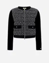 Herno Glam Tweed And Knit Plane Bomber Jacket In Black