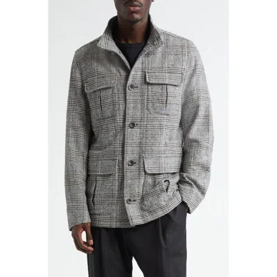HERNO HERNO GLEN PLAID WOOL BLEND FIELD JACKET