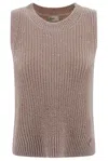 Herno Vest In Glitter Knit In Pink