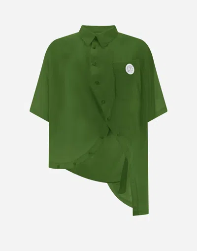 Herno Globe Shirt In Eco Cotton Feel In Garden Green