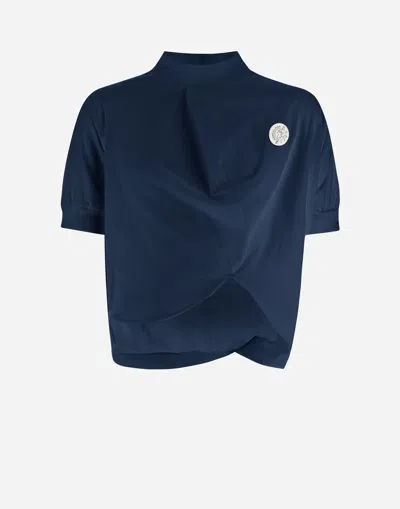 Herno Globe Sweater In Eco Jersey In Blue