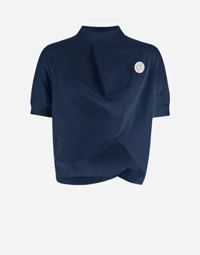 Herno Globe Jumper In Eco Jersey In Blue