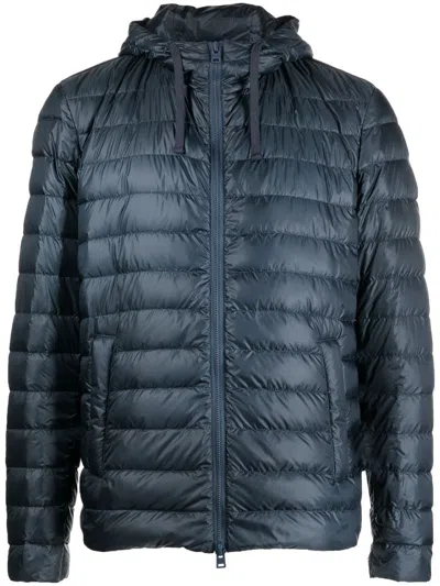 Herno Globe Hooded Padded Jacket In Blue
