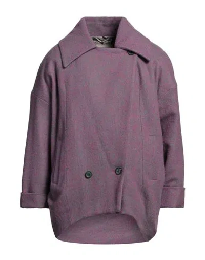 Herno Globe Man Coat Mauve Size 32 Virgin Wool In Purple