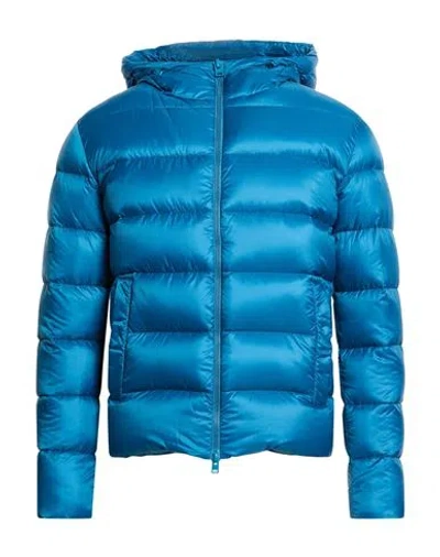 Herno Globe Man Puffer Azure Size 44 Polyamide In Blue